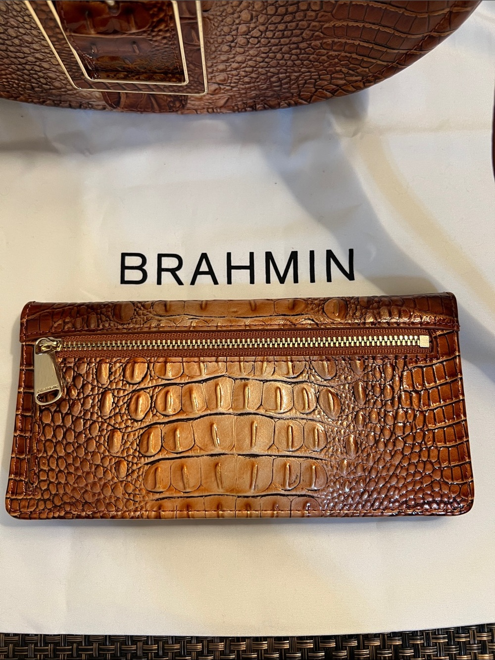 Brahmin Brown Croc-Embossed Leather Crossbody with Matching Wallet - Picture 10 of 11